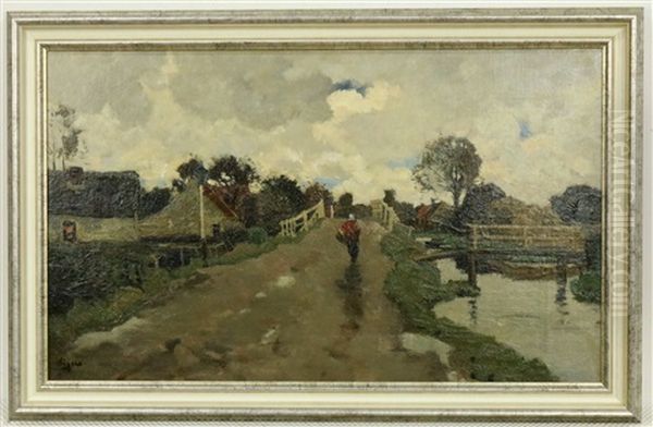 Dorpsbrug Na De Regen Oil Painting by Derk Wiggers