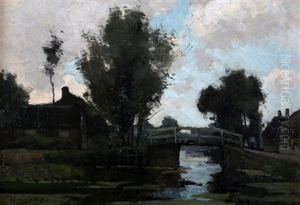 Brug Over Slootje Oil Painting by Derk Wiggers