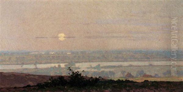 View Of The Rhine Oil Painting by Derk Wiggers