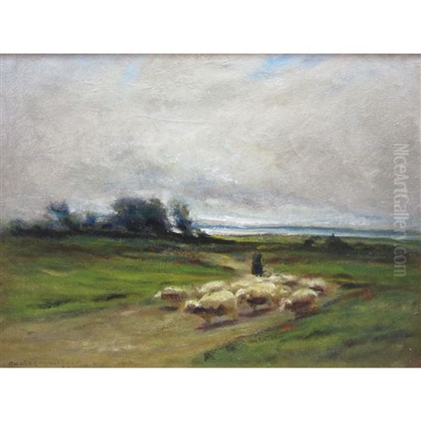 Landscape With Sheep On A Path Oil Painting by Carleton Wiggins