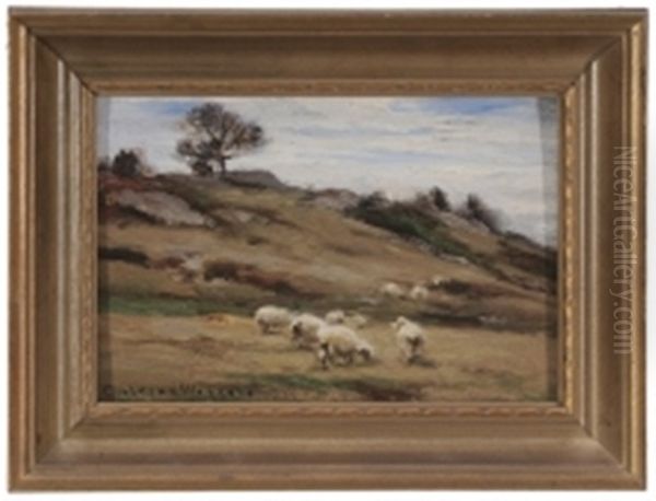 Sheep In A Landscape Oil Painting by Carleton Wiggins