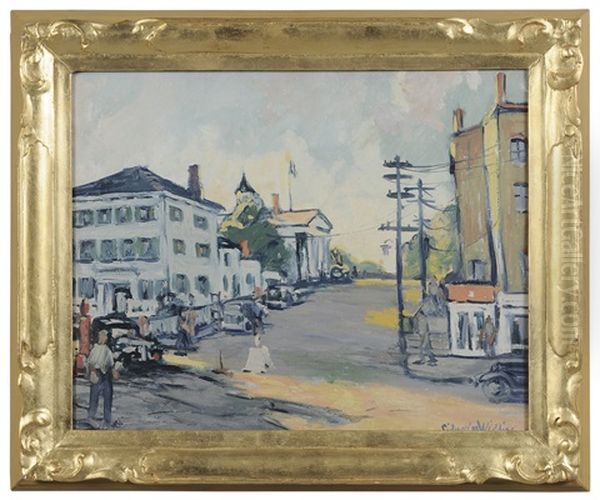 New England Street Oil Painting by Sidney Miller Wiggins