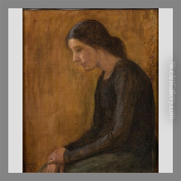 Portrait Of A Lady In Black Oil Painting by Maria Wiik