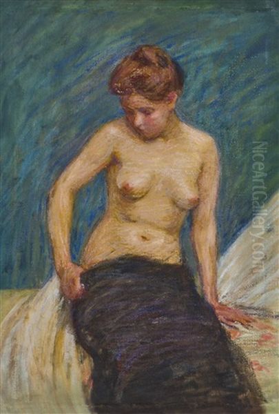 Model Undressing Oil Painting by Maria Wiik