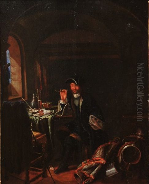 Scene D'interieur Au Fumeur Oil Painting by Thomas Wijck