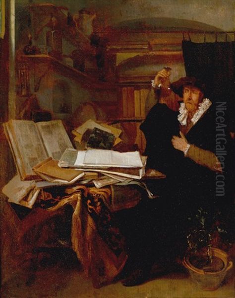 Ein Gelehrter In Seiner Studierstube Oil Painting by Thomas Wijck