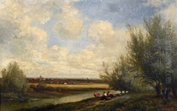 Halte Sur Les Bords Du Fleuve Oil Painting by Henri Van Wijk