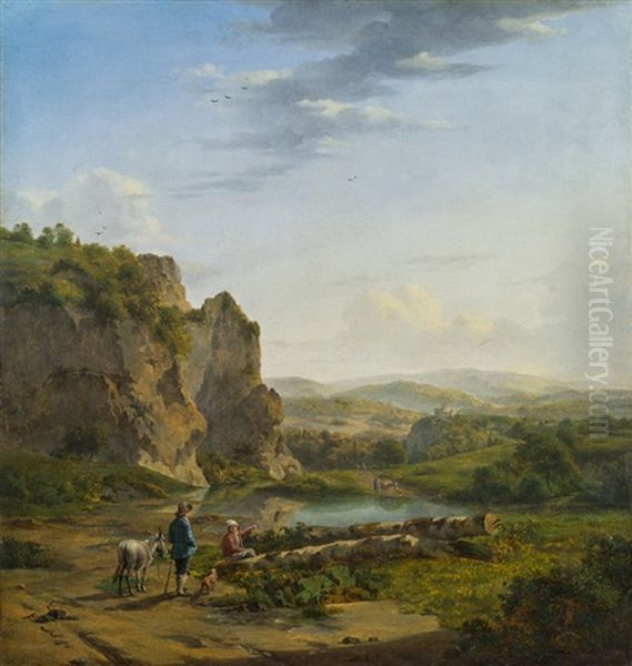 Sudliche Landschaft Mit Wanderern Oil Painting by Jan Wijnants