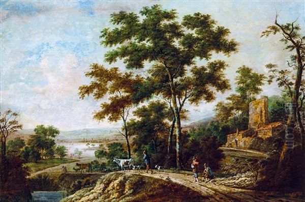 Landscape With Travellers Oil Painting by Jan Wijnants