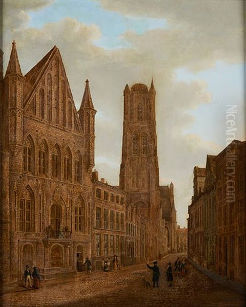 Halles Aux Draps A Gand Oil Painting by Augustus Wijnantz