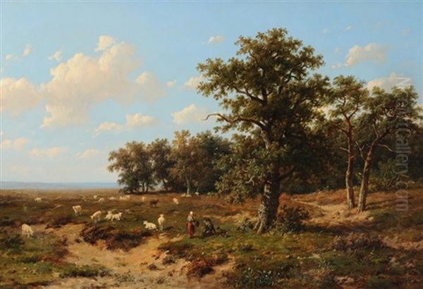 Landschaft Mit Schafherde Oil Painting by Anthonie Jacobus van Wijngaerdt