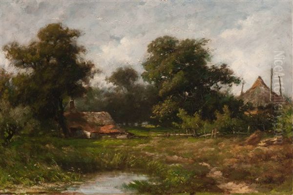 Farmyard Oil Painting by Jan Hillebrand Wijsmuller