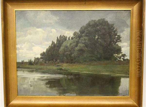 Boomgroep Onder Dreigende Wolkenlucht Oil Painting by Jan Hillebrand Wijsmuller