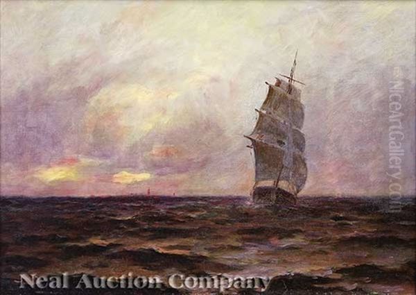 Sailing At Dusk Oil Painting by Bror Anders Wikstrom