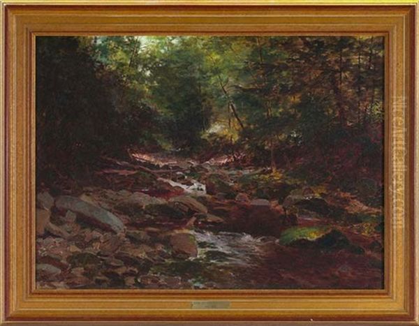 Forest Landscape With Rushing Stream Oil Painting by Bror Anders Wikstrom