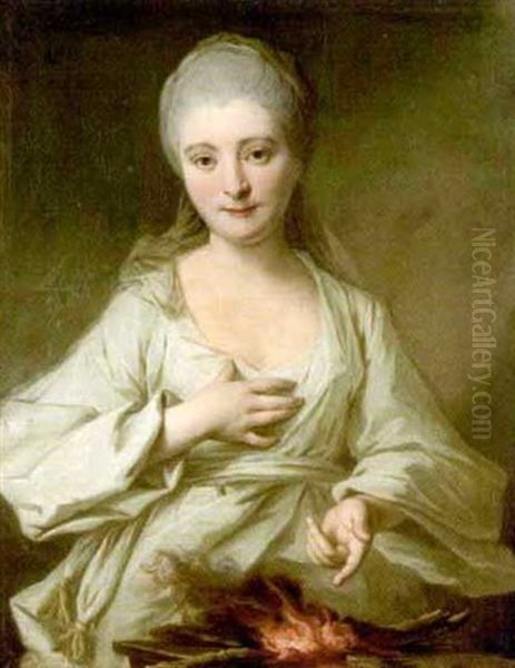 Portrait De Femme En Vestale Oil Painting by Nicholas Duchastel Wilbault