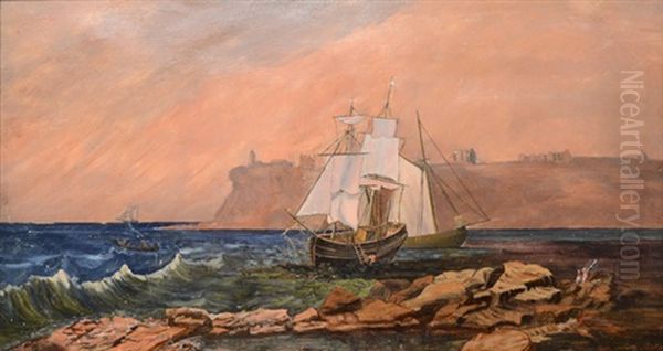 Ships Along The Coast Oil Painting by Allan (Arthur) Rutherford Wilber