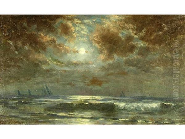 Ships In The Moonlight Oil Painting by Allan (Arthur) Rutherford Wilber