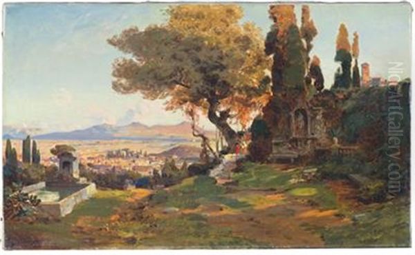 Open Landscape In The Roman Campagna Oil Painting by Christian Wilberg