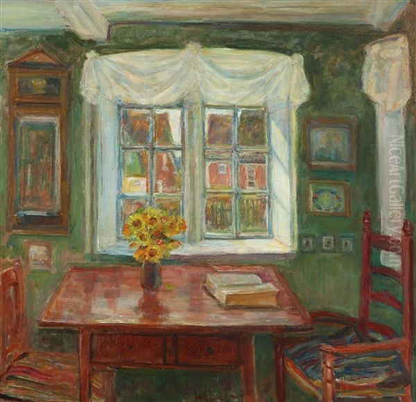 Interior From A Room In The Artist's House In Sonderho Oil Painting by August Wilckens