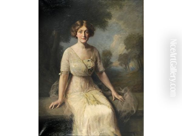 Portrait Of Miss Geneviev Power, Daughter Of R. Power Of Boston, Mass. Oil Painting by Frank Percy Wild