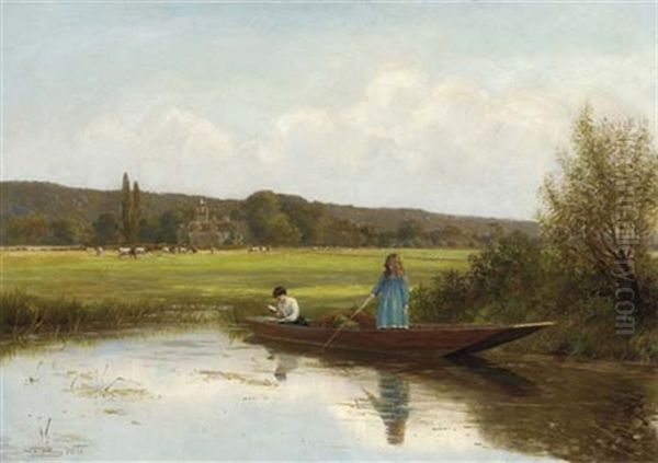 A Summer's Afternoon, Bisham Abbey Beyond Oil Painting by Frank Percy Wild