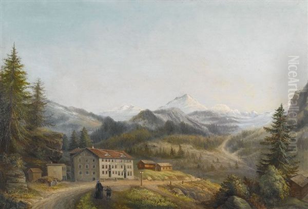 Hotel Segnes In Elm Oil Painting by Johann Salomon Wild