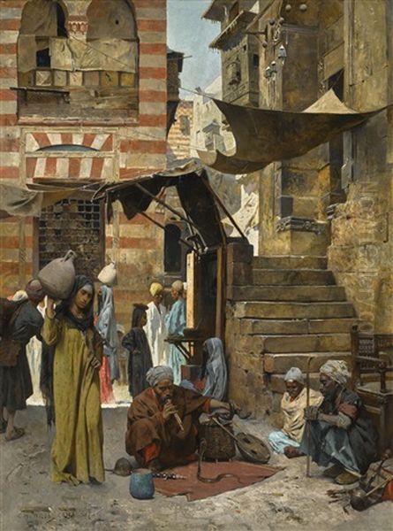 A Souk In Cairo Oil Painting by Charles Wilda