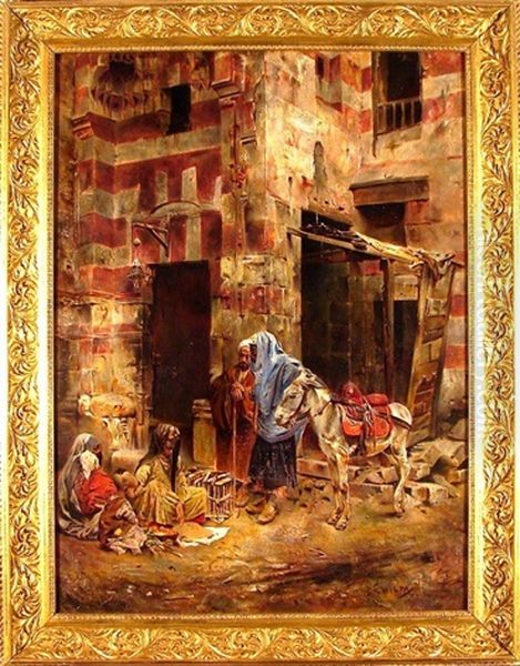 Arab Market Scene Oil Painting by Charles Wilda