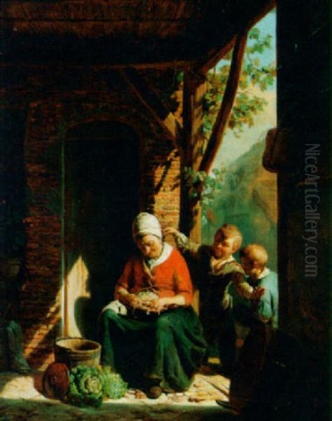 The Little Teasers Oil Painting by August De Wilde