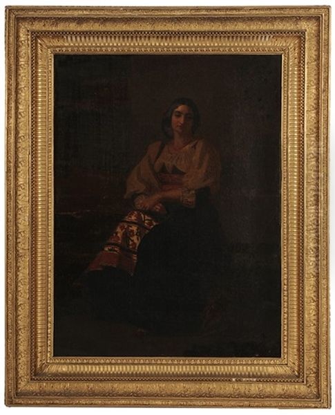 Portrait Of An Italian Woman, Wearing Traditional Costume Oil Painting by Hamilton Gibbs Wilde