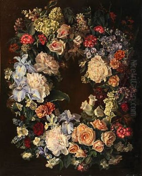 Blomsterkrans Oil Painting by Johan Sophus Just Alexander Wilde