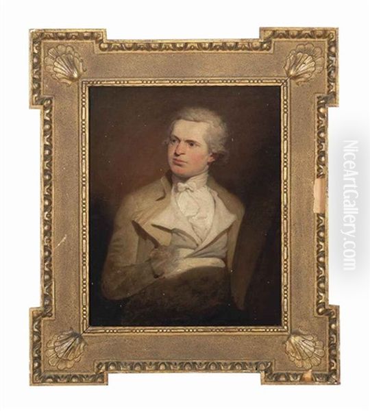 Self-portrait Of An Artist, Said To Be Samuel De Wilde, Seated, In A Buff Coat With A White Waistcoat And A White Cravat Oil Painting by Samuel de Wilde