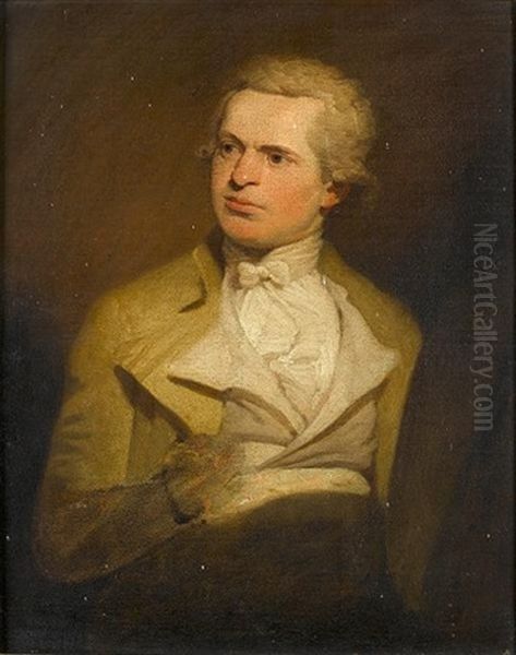 Self Portrait Of An Artist, Said To Be Samuel De Wilde, Seated, In A Buff Coat With A White Waistcoat And A White Cravat Oil Painting by Samuel de Wilde