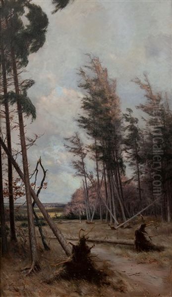 Forest Landscape Oil Painting by Johan Peter Von Wildenradt