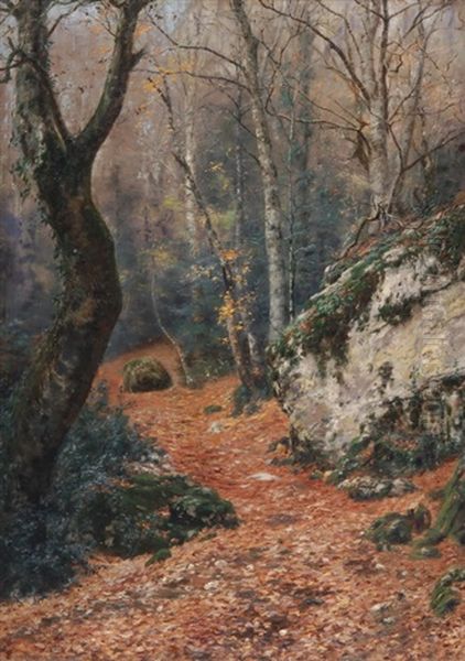 Waldlandschaft, Massif De La Sainte Baume Oil Painting by Johan Peter Von Wildenradt