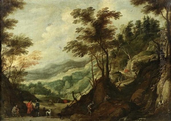 A Mountainous Landscape Oil Painting by Jan Wildens