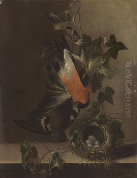 Stillleben Mit Toten Vogeln Und Einem Nest Oil Painting by Rudolphine Swanida Wildrik