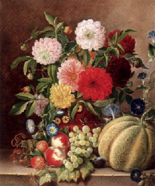 Variastilleben Mit Blumenstraus Und Fruchten Oil Painting by Rudolphine Swanida Wildrik