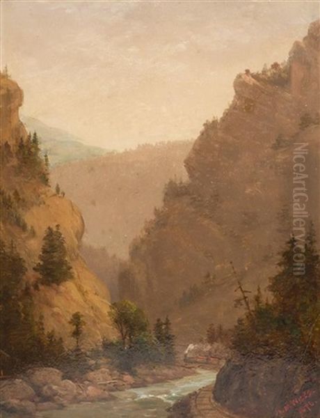 Clear Creek Canyon, Rocky Mountains Oil Painting by Lemuel Maynard Wiles