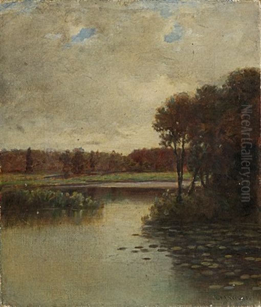 On The Marne, France Oil Painting by Lemuel Maynard Wiles