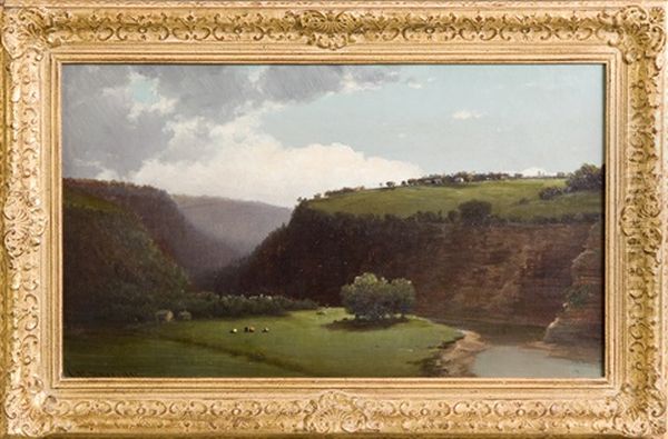 Pass Of The Genesee Near St. Helena, Perry Ny Oil Painting by Lemuel Maynard Wiles