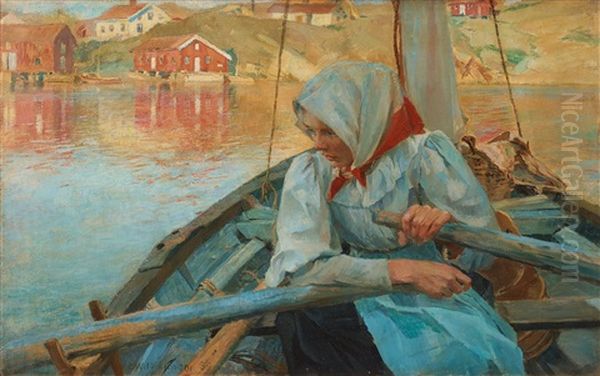 Fiskarflicka (fishergirl) Oil Painting by Carl Wilhelm Wilhelmson