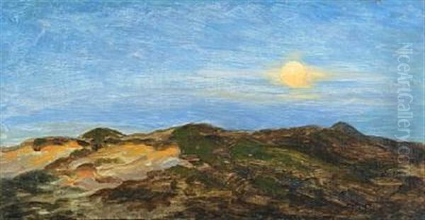 View From Skagen With Dunes In The Moonlight Oil Painting by Johannes Martin Fastings Wilhjelm