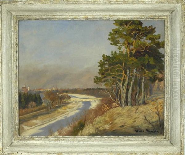 Blick Von Der Hochleite An Der Isar Auf Munchen Oil Painting by Friedrich Wilke