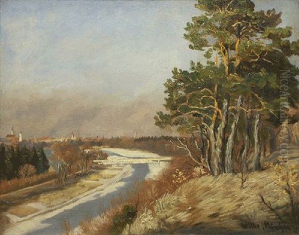 Blick Von Der Hochleite An Der Isar Bei Munchen Oil Painting by Friedrich Wilke