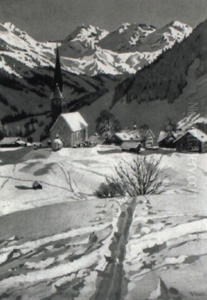 Mittelberg Im Raum Walsertal Oil Painting by Karl Alexander Wilke