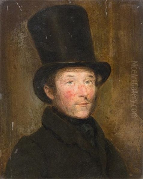 Man In A Top Hat Oil Painting by Sir David Wilkie