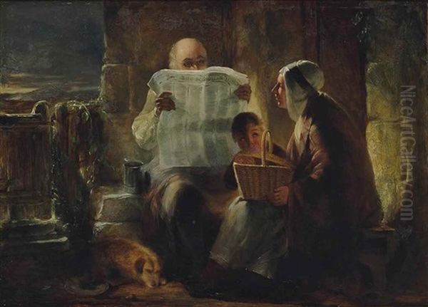 Reading The Scotsman Oil Painting by Sir David Wilkie