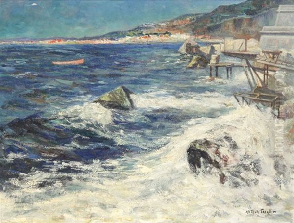 La Vague Barcelone Oil Painting by Arthur (Traelliw) Willaert